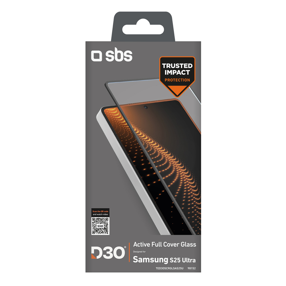 SBS Tempered Glass D3O apsauginis stiklas Samsung Galaxy S25 Ultra su rėmeliu