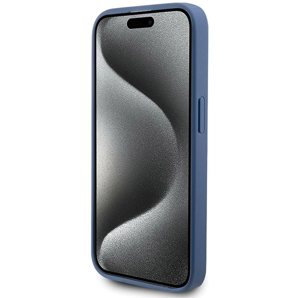 Guess 4G Collection Leather Metal Logo MagSafe Case for iPhone 15 Pro Max - Blue