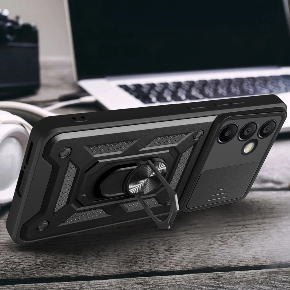Hurtel Hybrid Armor Camshield Case for Samsung Galaxy A56, Black