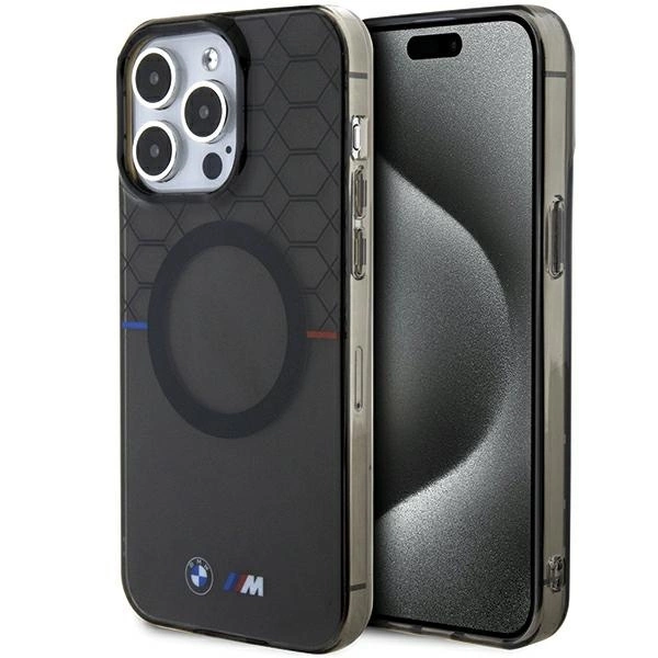 BMW Pattern MagSafe dėklas iPhone 15 Pro Max telefonui, pilkas