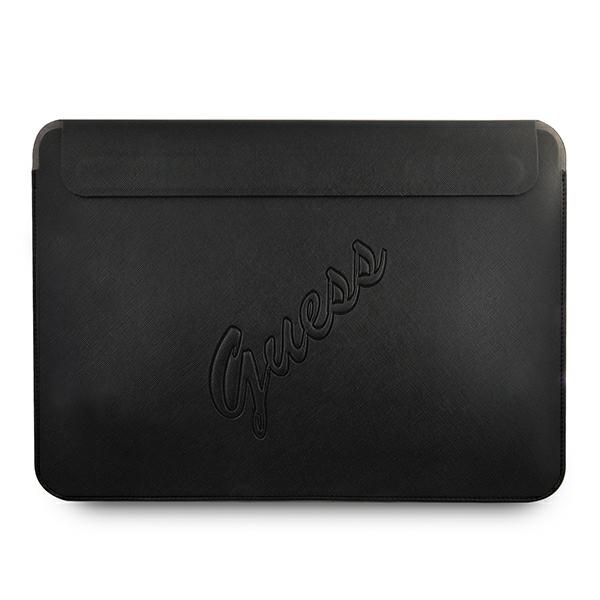 Guess Saffiano Script 13" nešiojamojo kompiuterio dėklas, juodas