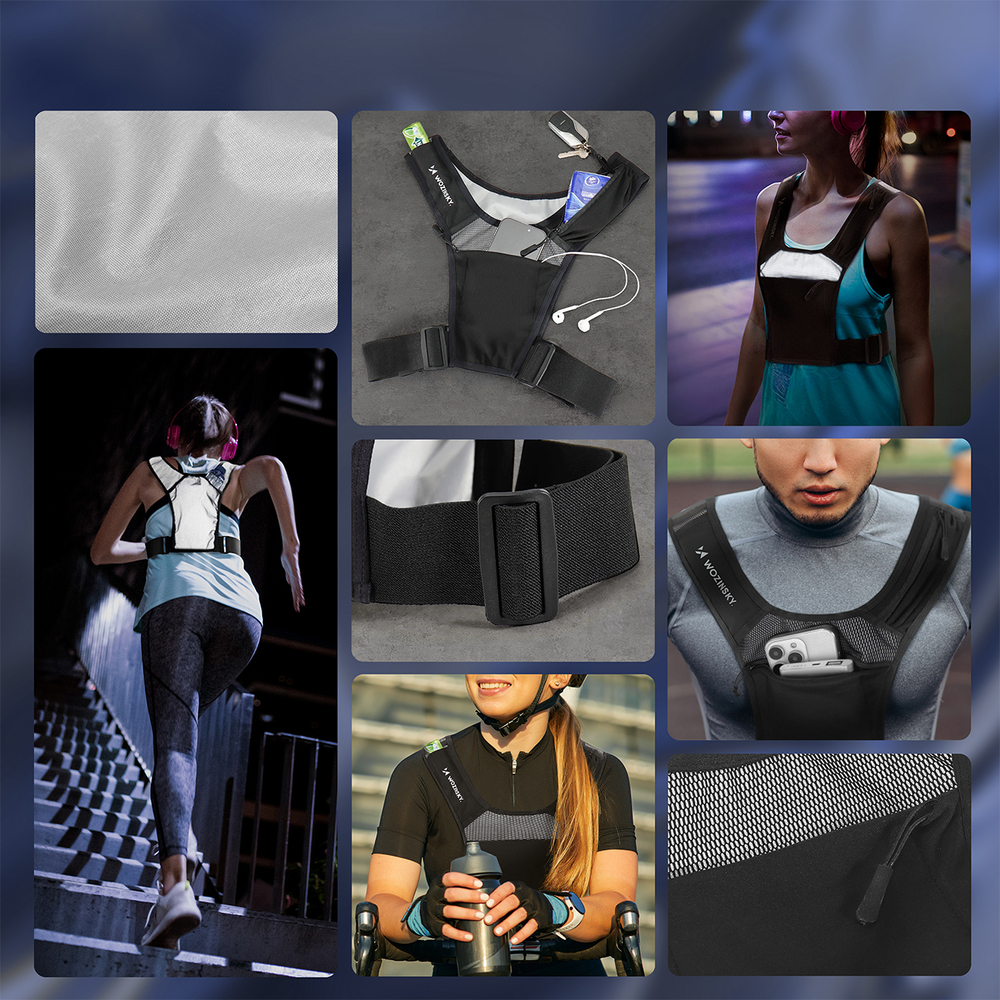 Wozinsky WKDB1 Reflective Running Vest, Black