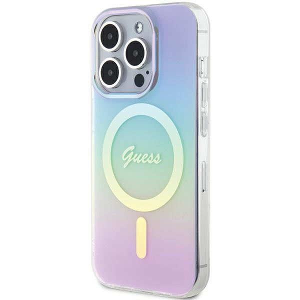 Guess dėklas iPhone 15 Pro Max telefonui IML Iridescent MagSafe, violetinis