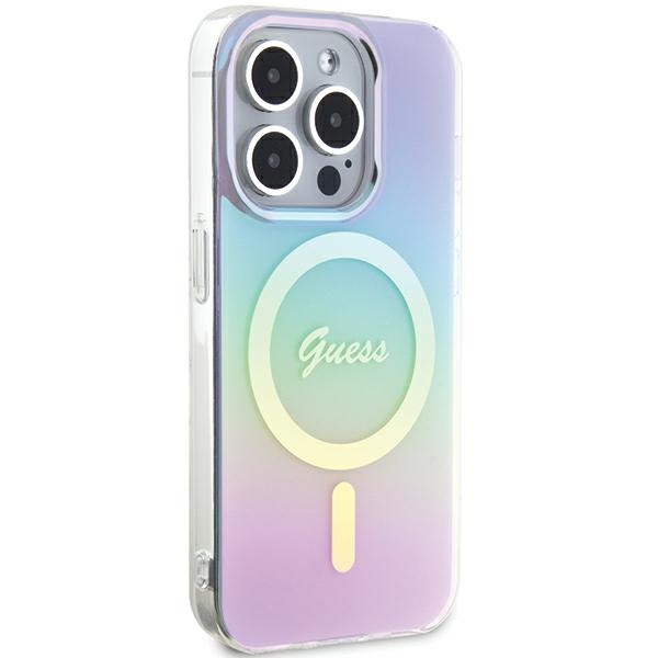 Guess dėklas iPhone 15 Pro Max telefonui IML Iridescent MagSafe, violetinis