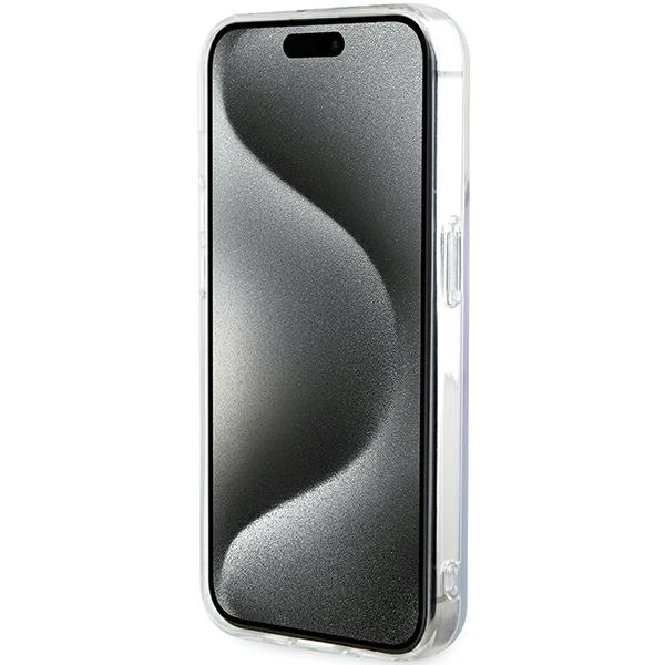 Guess dėklas iPhone 15 Pro Max telefonui IML Iridescent MagSafe, violetinis