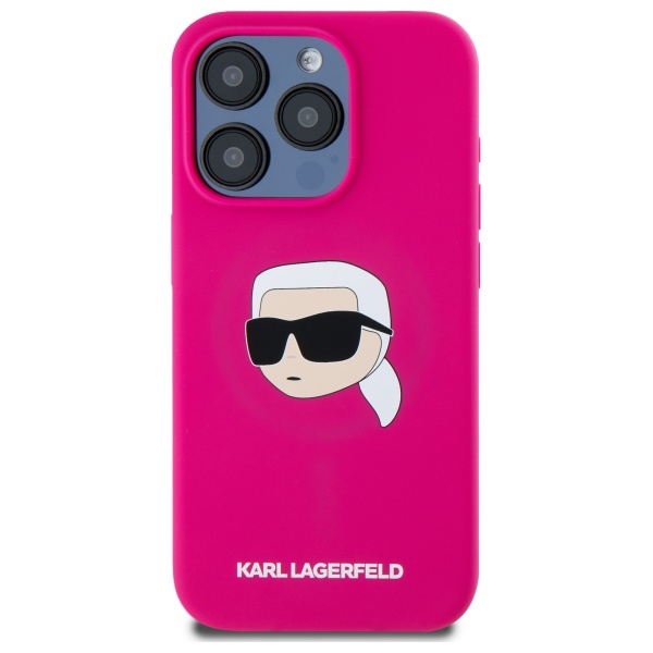 Karl Lagerfeld dėklas iPhone 15 Pro Max telefonui su MagSafe, fuksijų spalvos