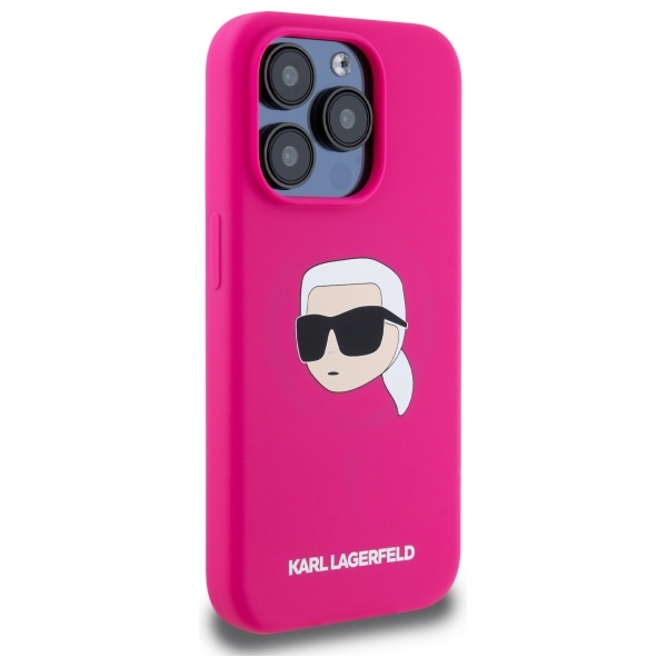 Karl Lagerfeld dėklas iPhone 15 Pro Max telefonui su MagSafe, fuksijų spalvos