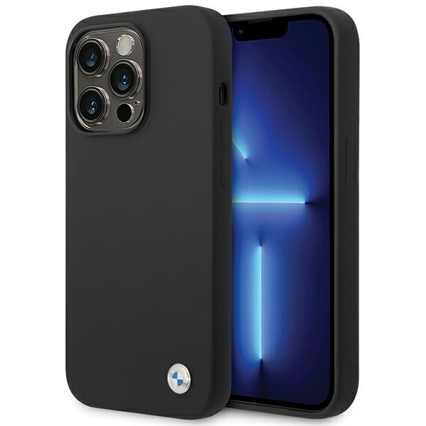 BMW iPhone 15 Pro Max Case Silicone Metal Logo, Black
