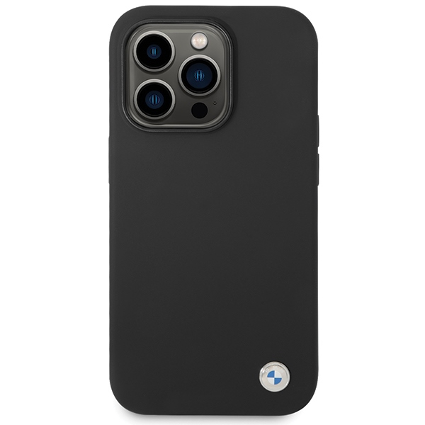 BMW dėklas iPhone 15 Pro Max telefonui Silicone Metal Logo, juodas