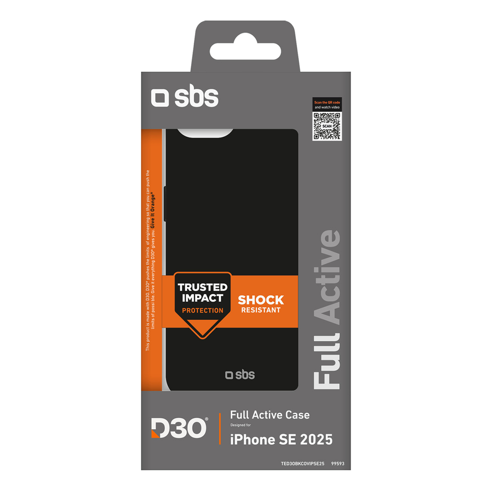 SBS Full Active D3O dėklas, skirtas iPhone 16e, juodas