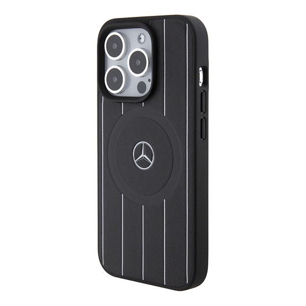 Mercedes Stripes Pattern odinis dėklas su MagSafe skirtas iPhone 15 Pro Max, juodas