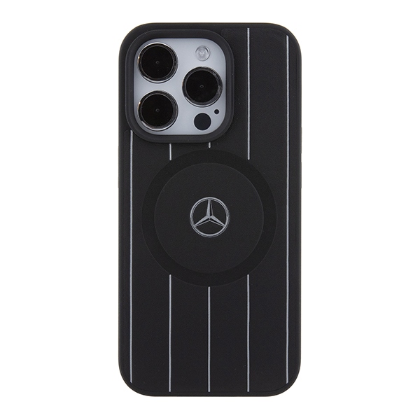 Mercedes Stripes Pattern odinis dėklas su MagSafe skirtas iPhone 15 Pro Max, juodas