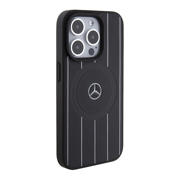 Mercedes Stripes Pattern odinis dėklas su MagSafe skirtas iPhone 15 Pro Max, juodas