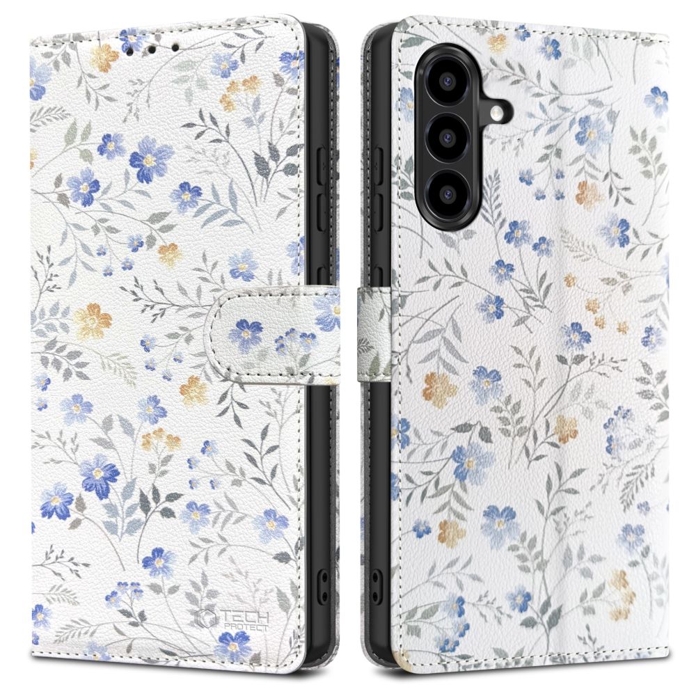 Atverčiamasis dėklas Tech-Protect Wallet skirtas Samsung Galaxy A56 5G - White Daisies