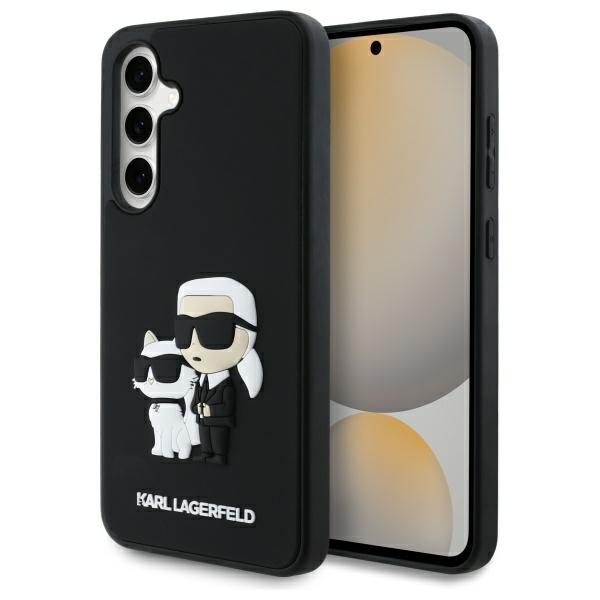 Karl Lagerfeld dėklas Samsung Galaxy S24 FE telefonui 3D Rubber Karl&Choupette, juodas