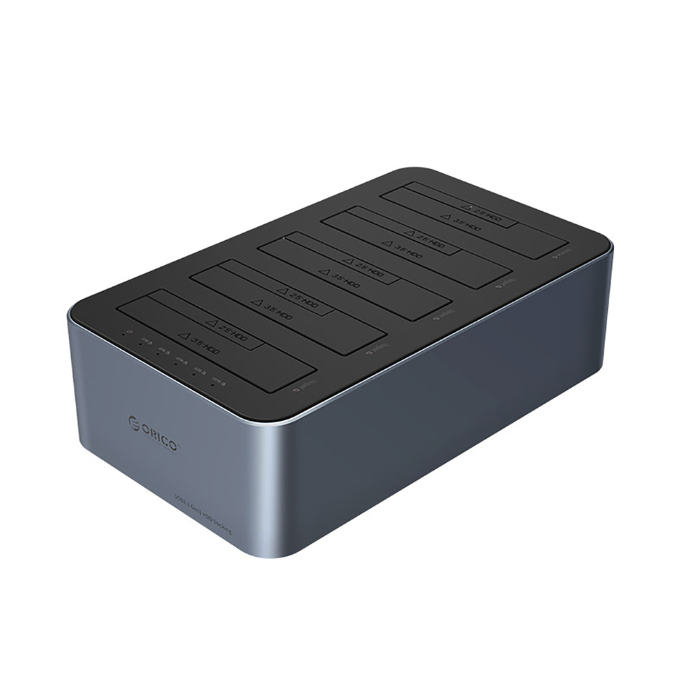 Orico 6656C3-C 5 skyrių doko stotis 2.5"/3.5" SATA HDD/SSD su neprisijungusio klonavimo funkcija, pilka
