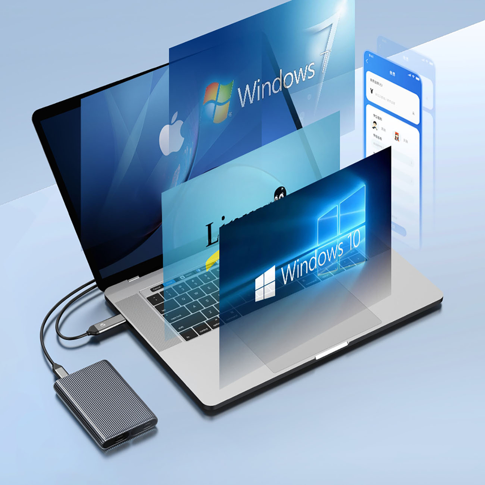 Orico M.2 SATA+NVMe USB-C 3.2 dvigubas išorinio disko dėklas, pilkas