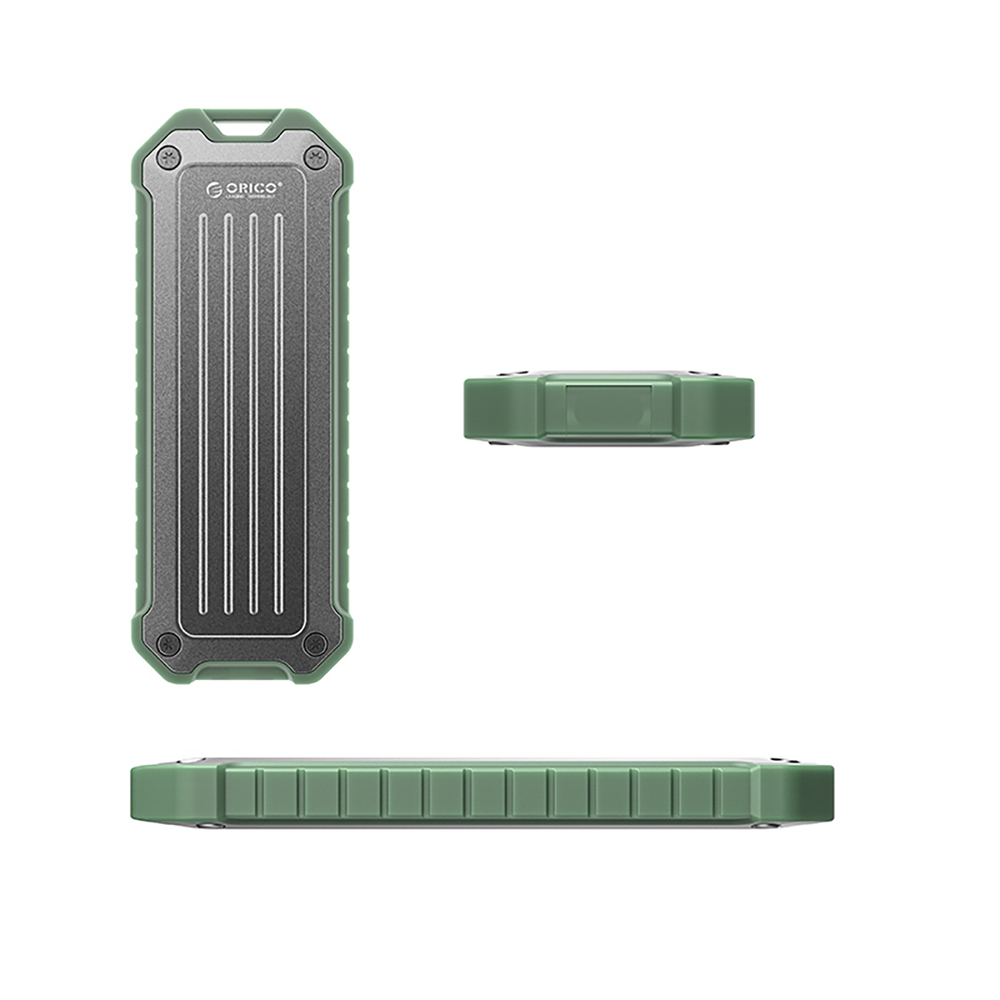 Išorinė M.2 NVMe/SATA SSD USB-C 3.2 diskų dėžutė, pilka-žalia