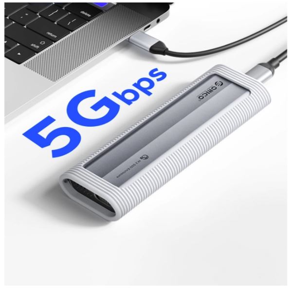 Orico AXM2F M.2 SATA SSD USB-C 3.2 išorinis dėklas, pilkas