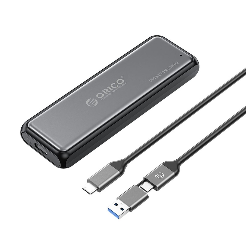 Orico DDM2-C3-G2 M.2 NVMe SSD išorinis dėklas, USB-C 3.2, pilkas