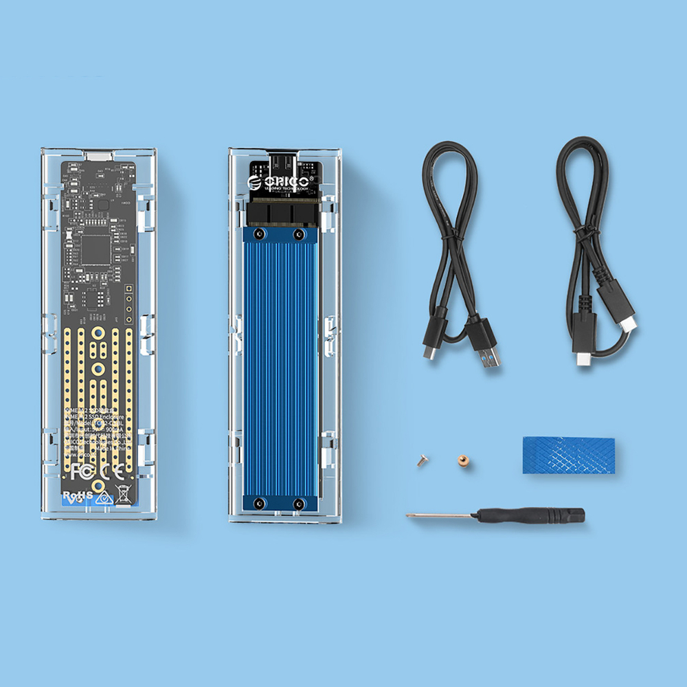 Orico TCM2-C3 M.2 NVMe - USB-C išorinis disko dėklas, mėlynas