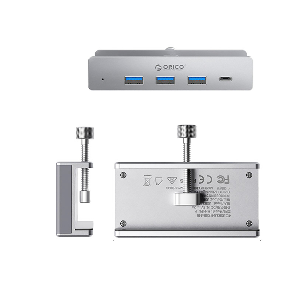Orico MH4PC prie stalo tvirtinamas USB-C šakotuvas, sidabrinis