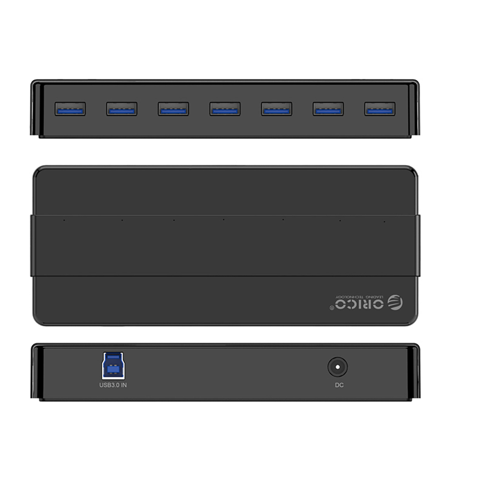 USB šakotuvas Orico H7928-U3-V1, 7x USB-A 3.0, juodas