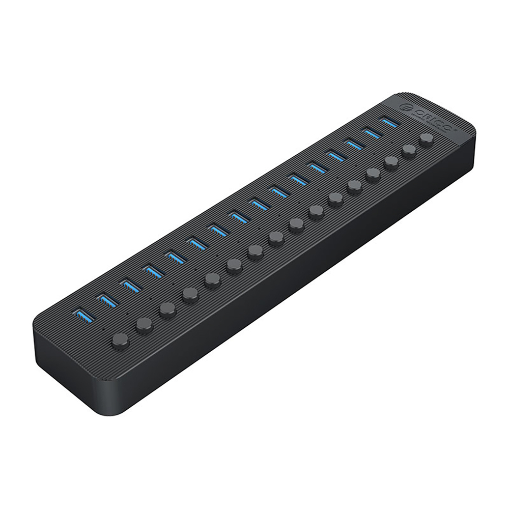 16 prievadų USB-A 3.0 šakotuvas Orico CT2U3-16AB su jungikliais, juodas