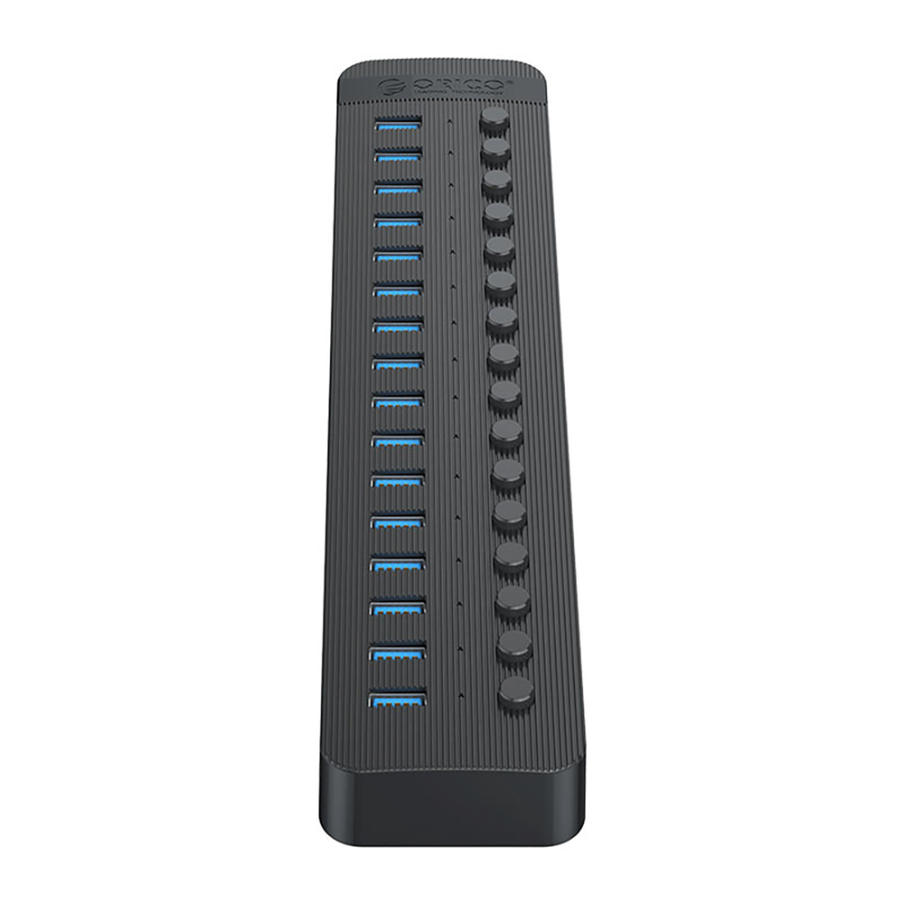 Orico CT2U3-16AB 16-Port USB-A 3.0 Hub with Individual Switches, Black