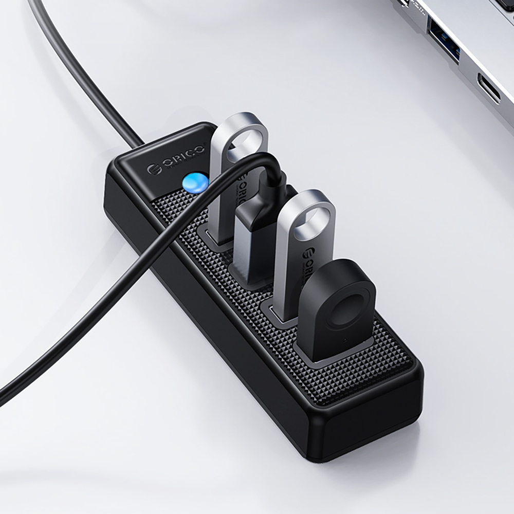 Orico PW4U-U3 USB šakotuvas su 4x USB 3.0 jungtimis, juodas