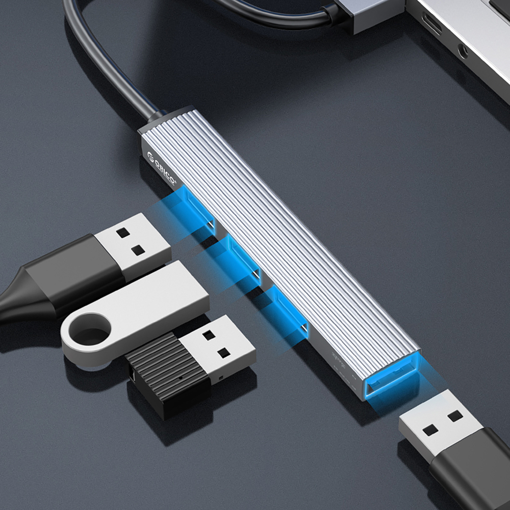 Orico AH-A13 USB-A Hub (1x USB 3.0, 3x USB 2.0), Gray