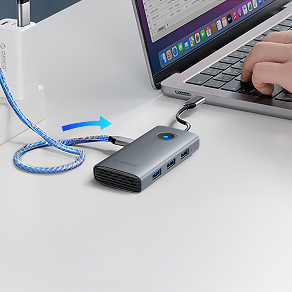 Orico PW11-5P USB-C Hub 5-in-1 HDMI 4K PD 60W, Gray