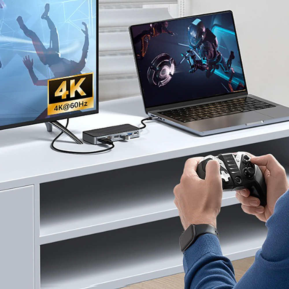 Orico OM28PR-G2 USB-C jungčių stotelė su M.2 lizdu ir HDMI, juoda