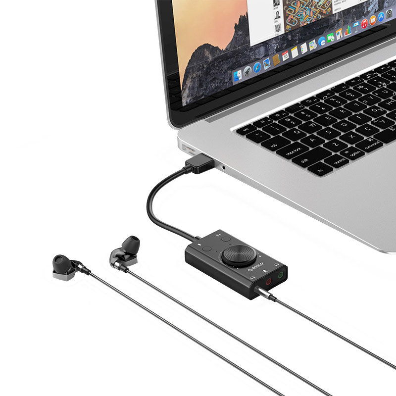 Orico SC2 išorinė daugiafunkcinė garso plokštė USB-A, juoda
