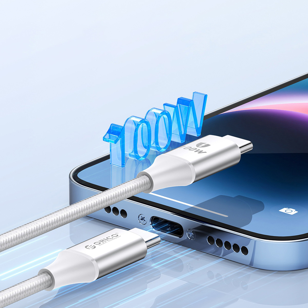 Orico CDX USB-C to USB-C Cable 100W 5A 1m, White