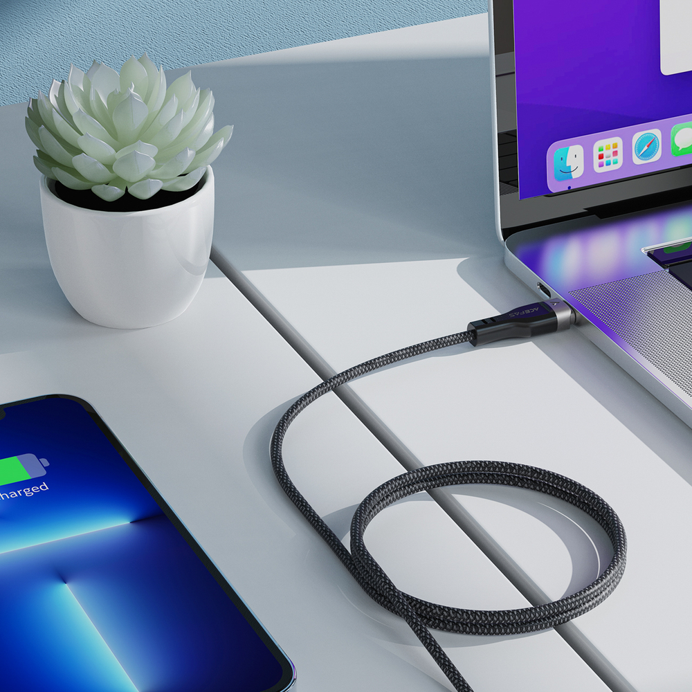 3in1 Cable Acefast C11-03 USB-C - USB-C 480Mb/s 100W 1.2m - black
