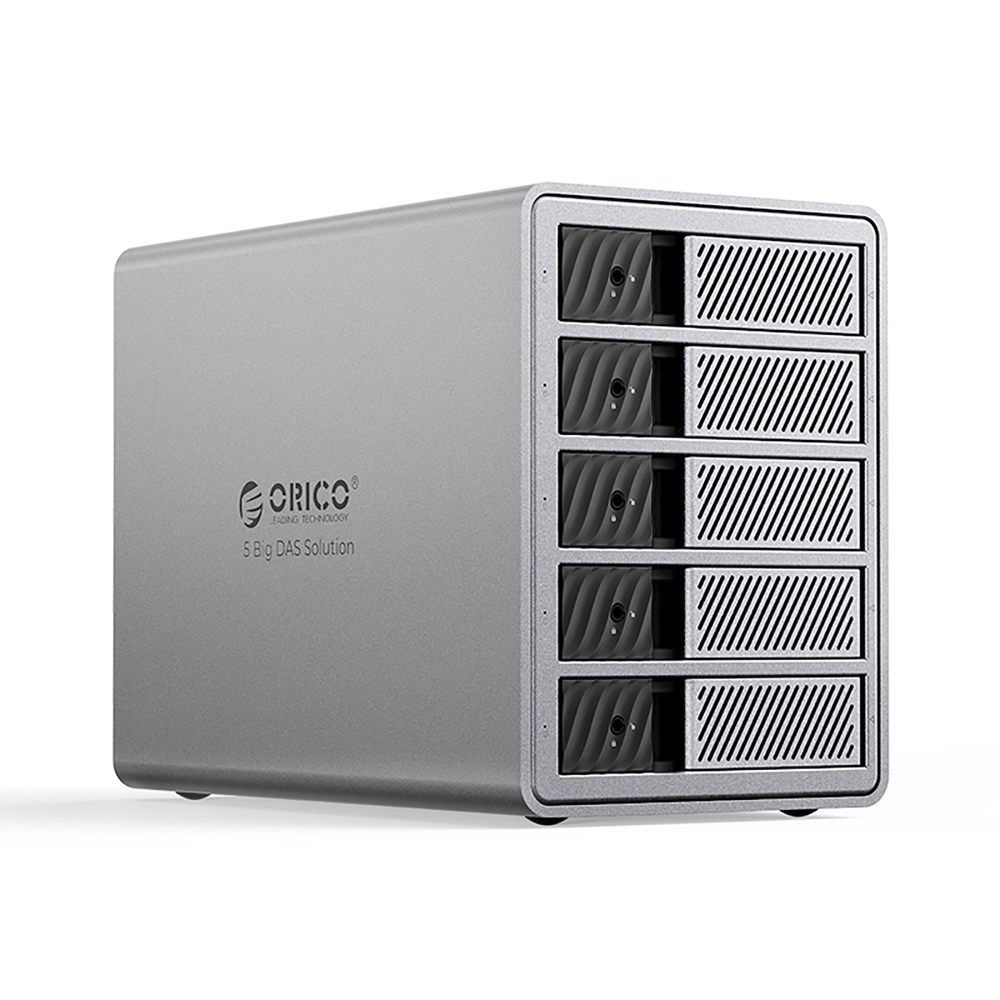 Orico 9858T3 5 skyrių DAS diskų masyvas su Thunderbolt 3, pilkas