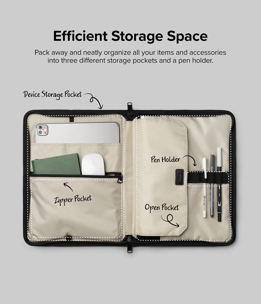Ringke Smart Zip Pouch a laptop up to 13\" with a stand - beige