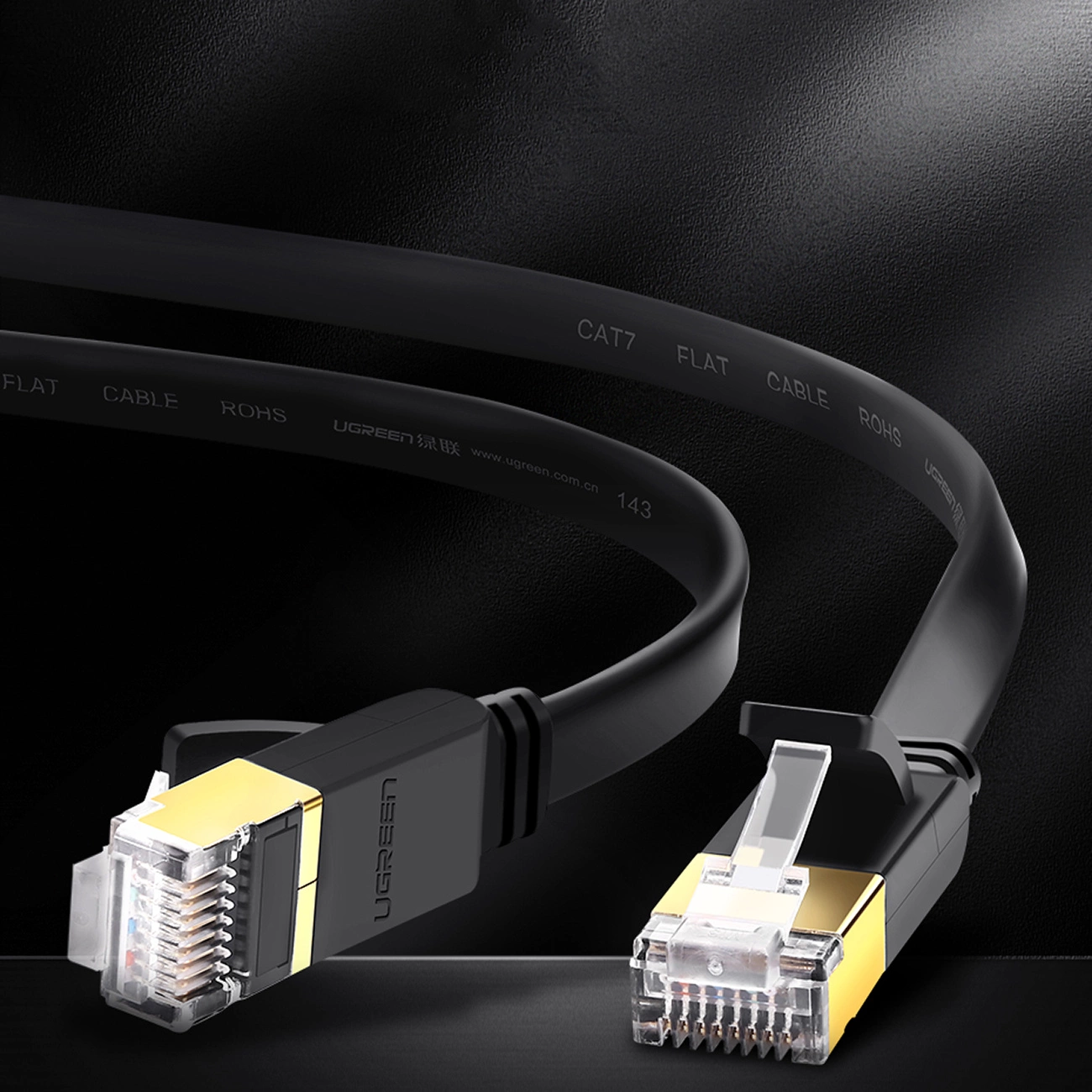 Ugreen Ethernet patch cord U/FTP Cat. 7 10Gb/s flat 0.5m black (NW106)