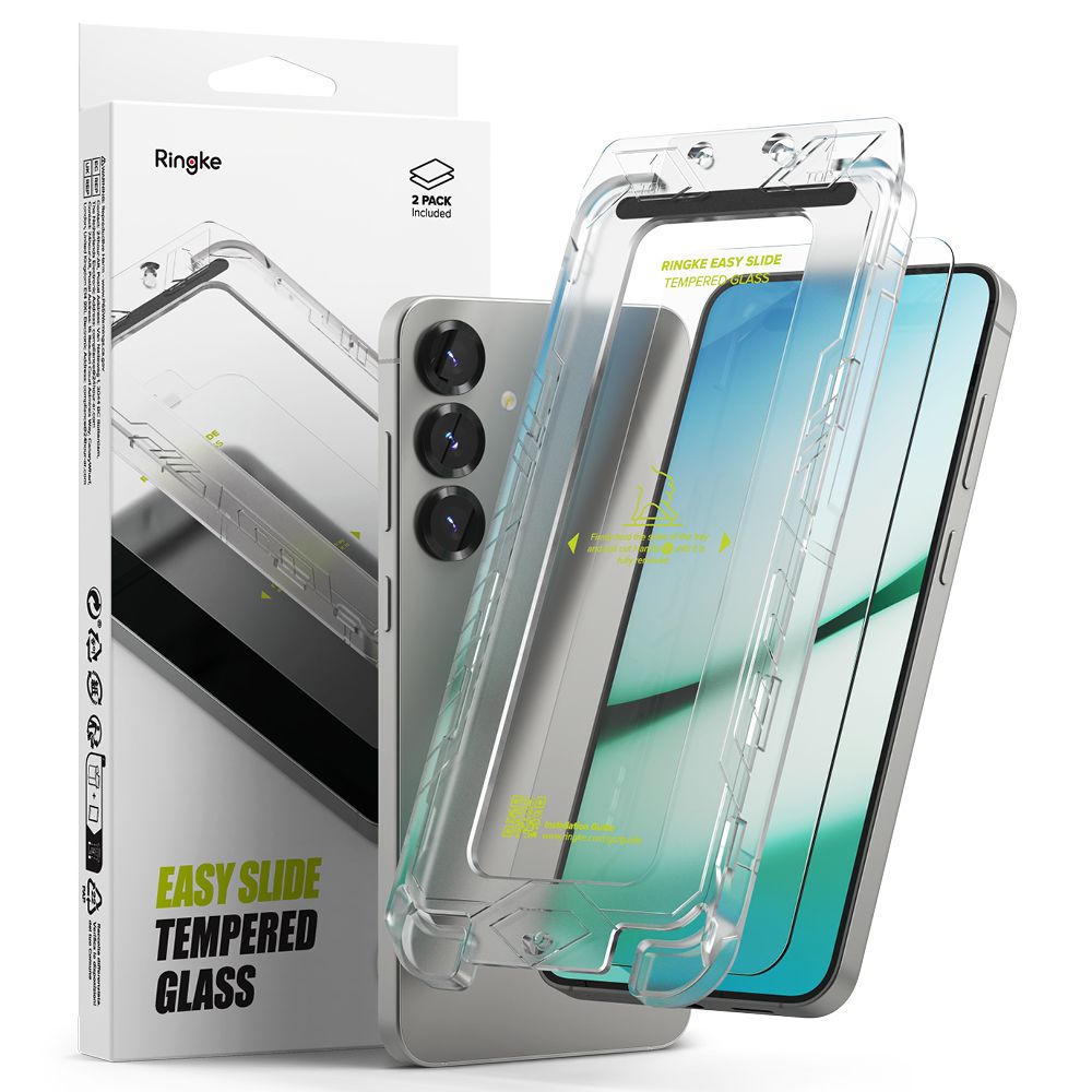 Apsauginis stiklas Ringke Easy Slide Samsung Galaxy S25 (2 vnt.), skaidrus
