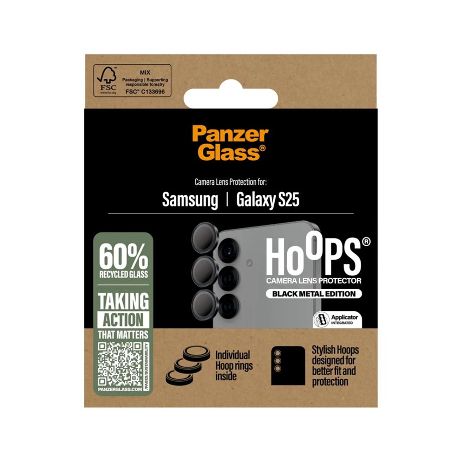 PanzerGlass Hoops Camera Lens Protector for Samsung Galaxy S25, Black