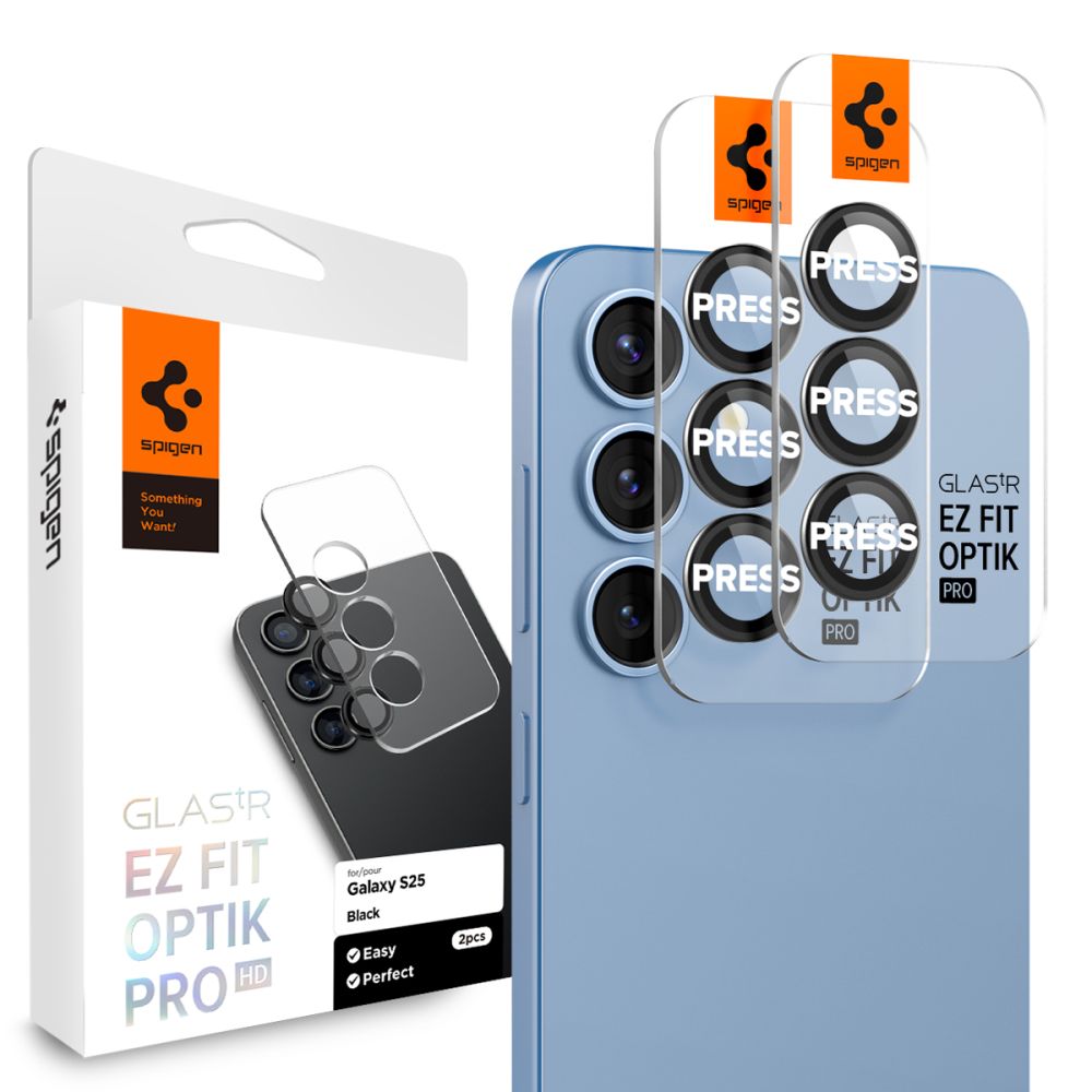 Spigen Optik Pro Glas.Tr EZ Fit kameros apsauga Samsung Galaxy S25, juoda