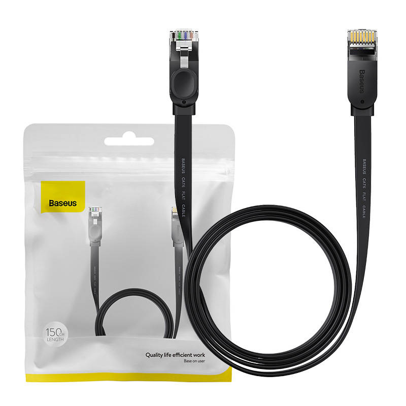 Baseus Speed Six flat network cable RJ45 1000Mbps 1.5m black (WKJS000001)