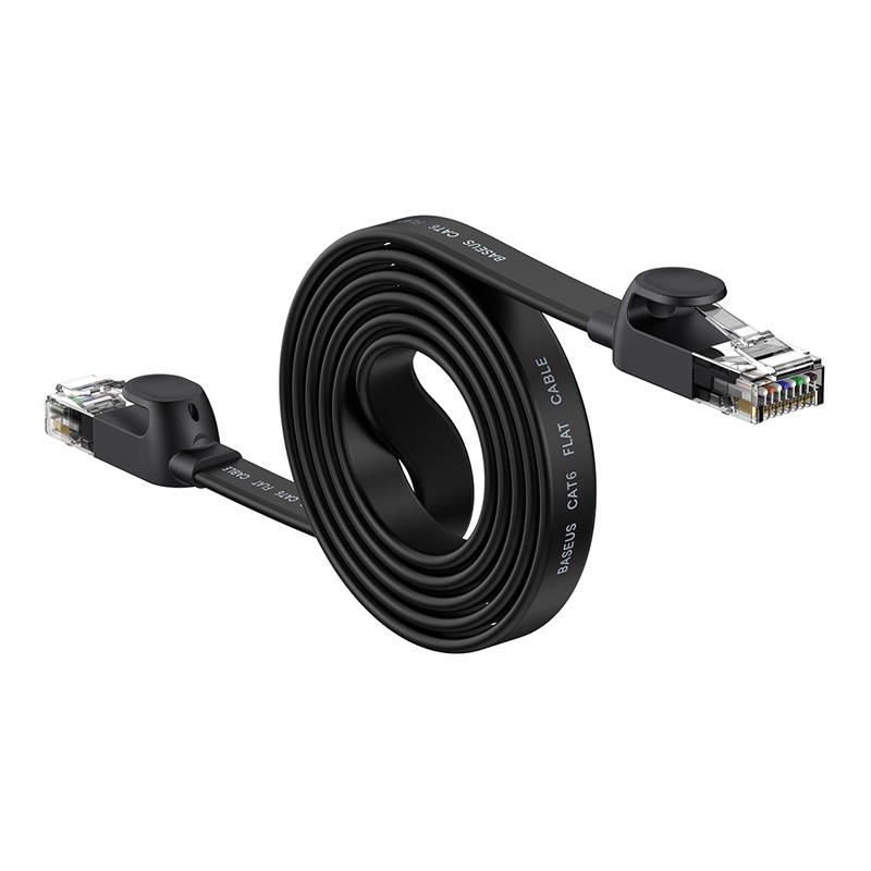Baseus Speed Six flat network cable RJ45 1000Mbps 1.5m black (WKJS000001)