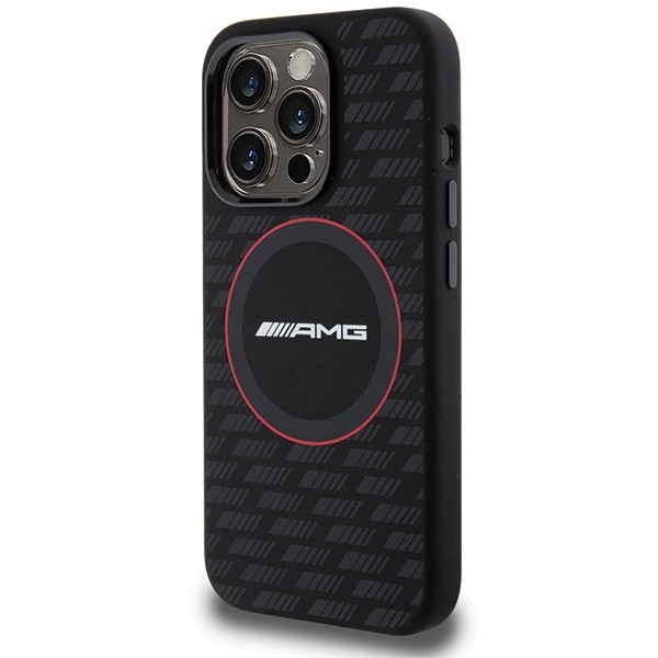 AMG Silicone Carbon Pattern MagSafe dėklas, skirtas iPhone 15 Pro Max, juodas
