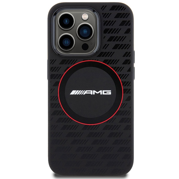 AMG Silicone Carbon Pattern MagSafe dėklas, skirtas iPhone 15 Pro Max, juodas