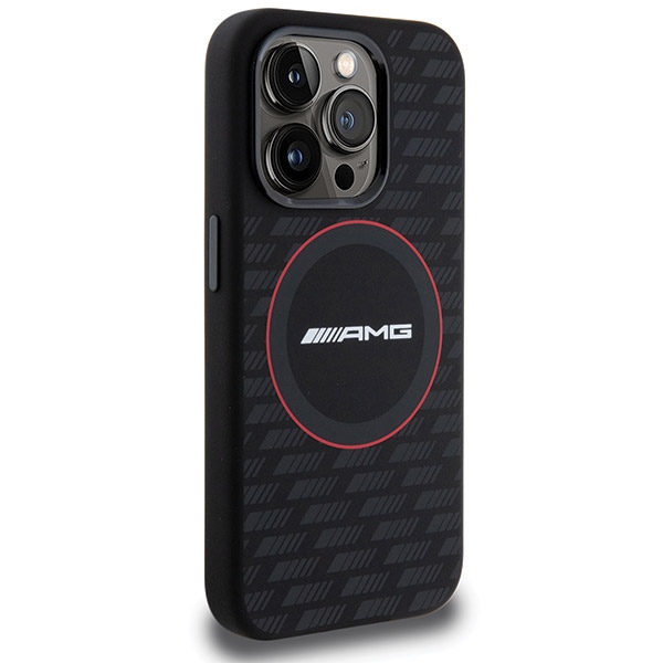 AMG Silicone Carbon Pattern MagSafe dėklas, skirtas iPhone 15 Pro Max, juodas