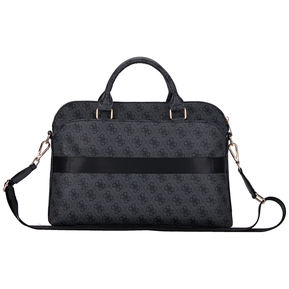 Guess 4G Zipper Pocket & Triangle Logo 15\" nešiojamojo kompiuterio krepšys, juodas
