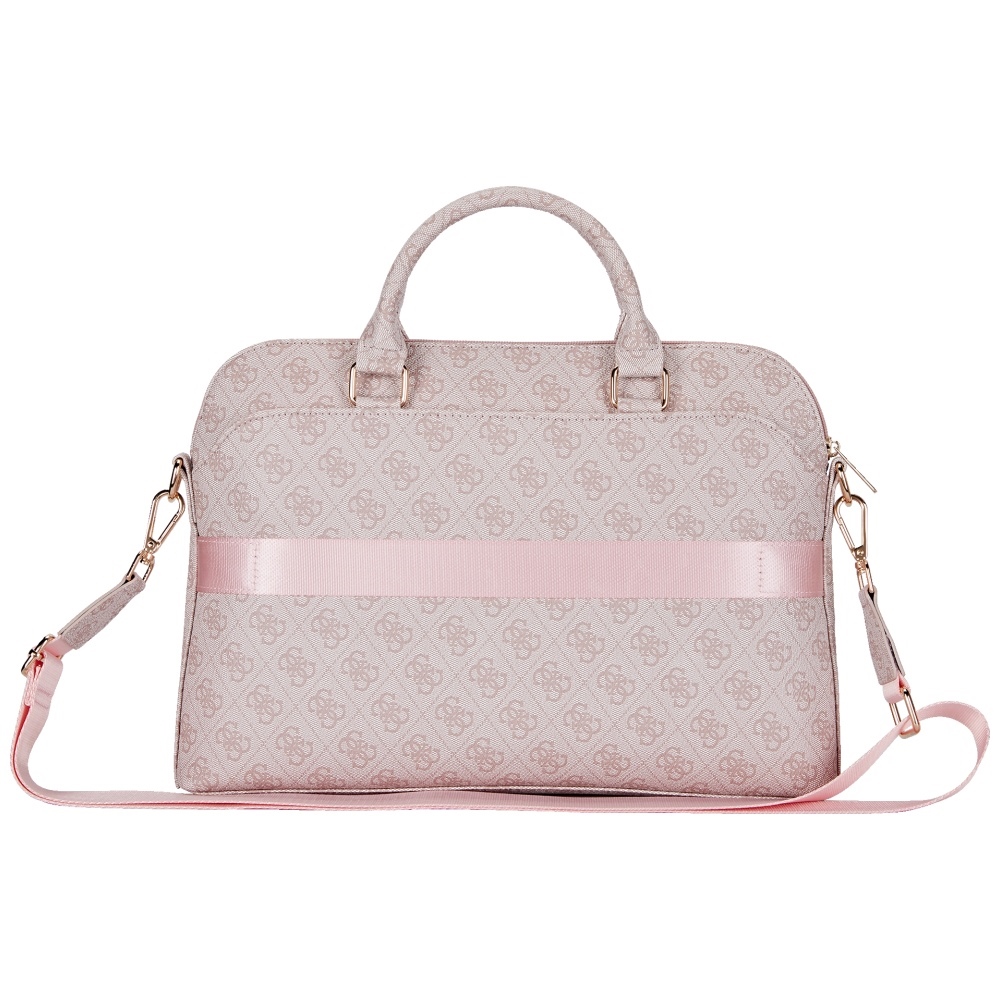 Guess 4G Zipper Pocket Triangle Logo 15\" Laptop Bag - Pink