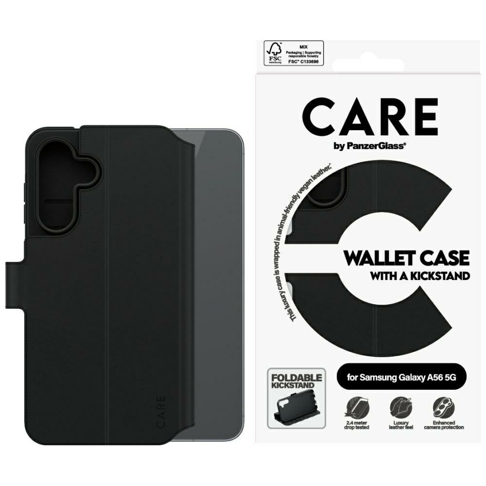 CARE by PanzerGlass Feature atverčiamasis dėklas Samsung Galaxy A56 5G, juodas
